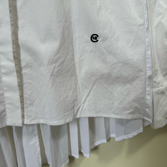 Derek Lam 10 Cotton Back Pleated Oversized Button Shirt Logo Embroidered Top S - Picture 5 of 16